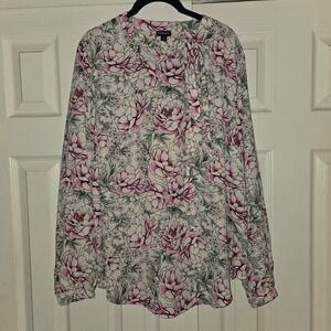 TORRID Top Womens 2x Multicolor Floral Georgette Bow Tie Blouse